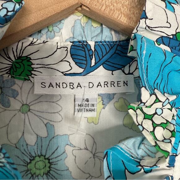 NWT Sandra Darren Spring Summer Sleeveless Sundress with Mandarin Collar sz 14 - Picture 3 of 6